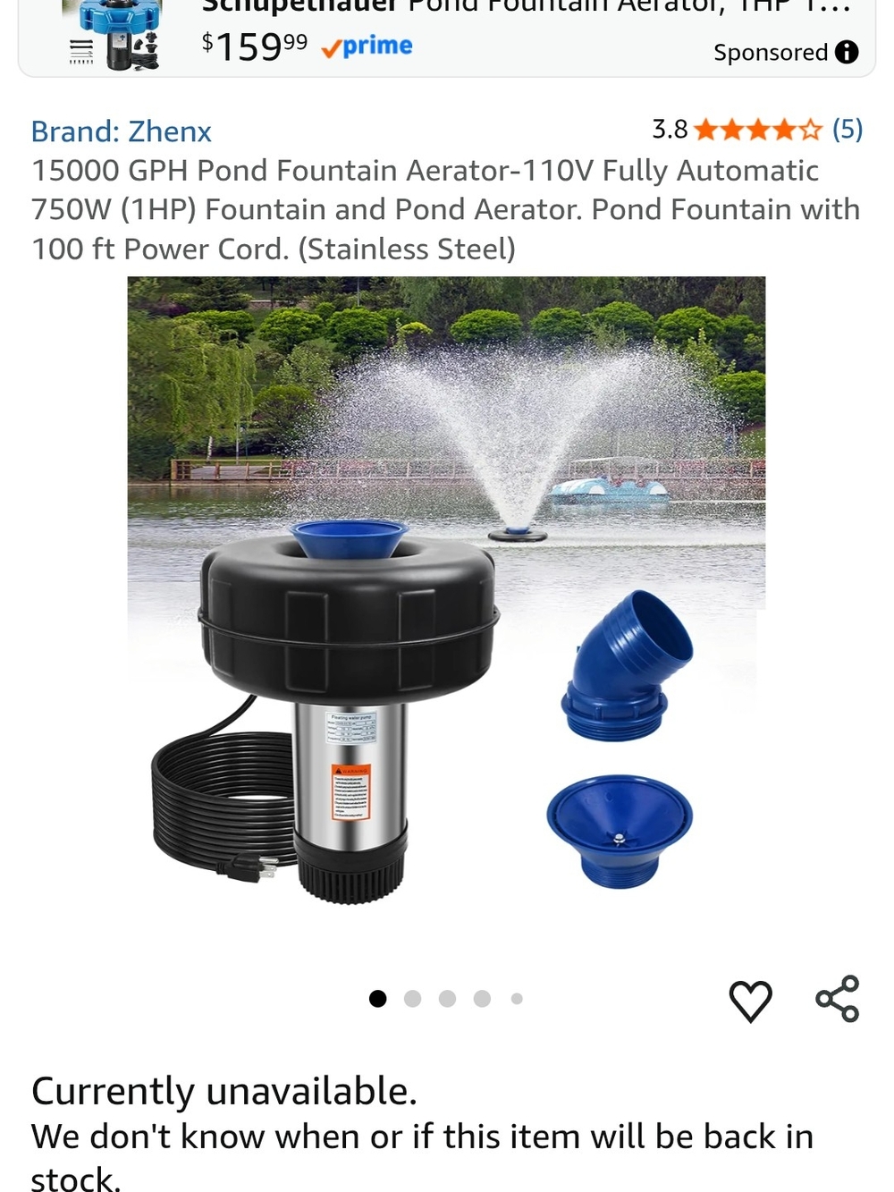 Zhenx Pond Fountain Aerator - Black & Blue